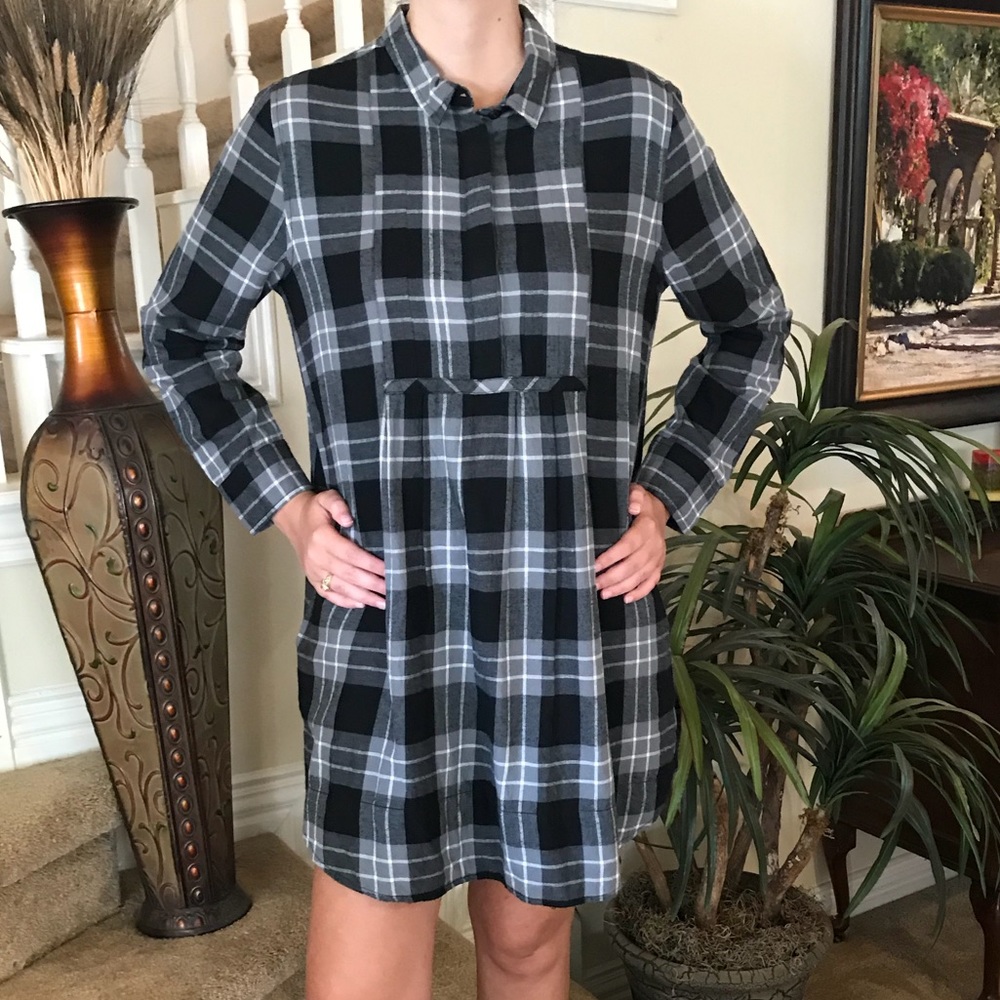 Beachlunchlounge Buffalo plaid flannel shirtdress
